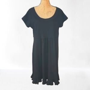 fresh produce Black Short Sleeve Ruffle Hem Mini Dress